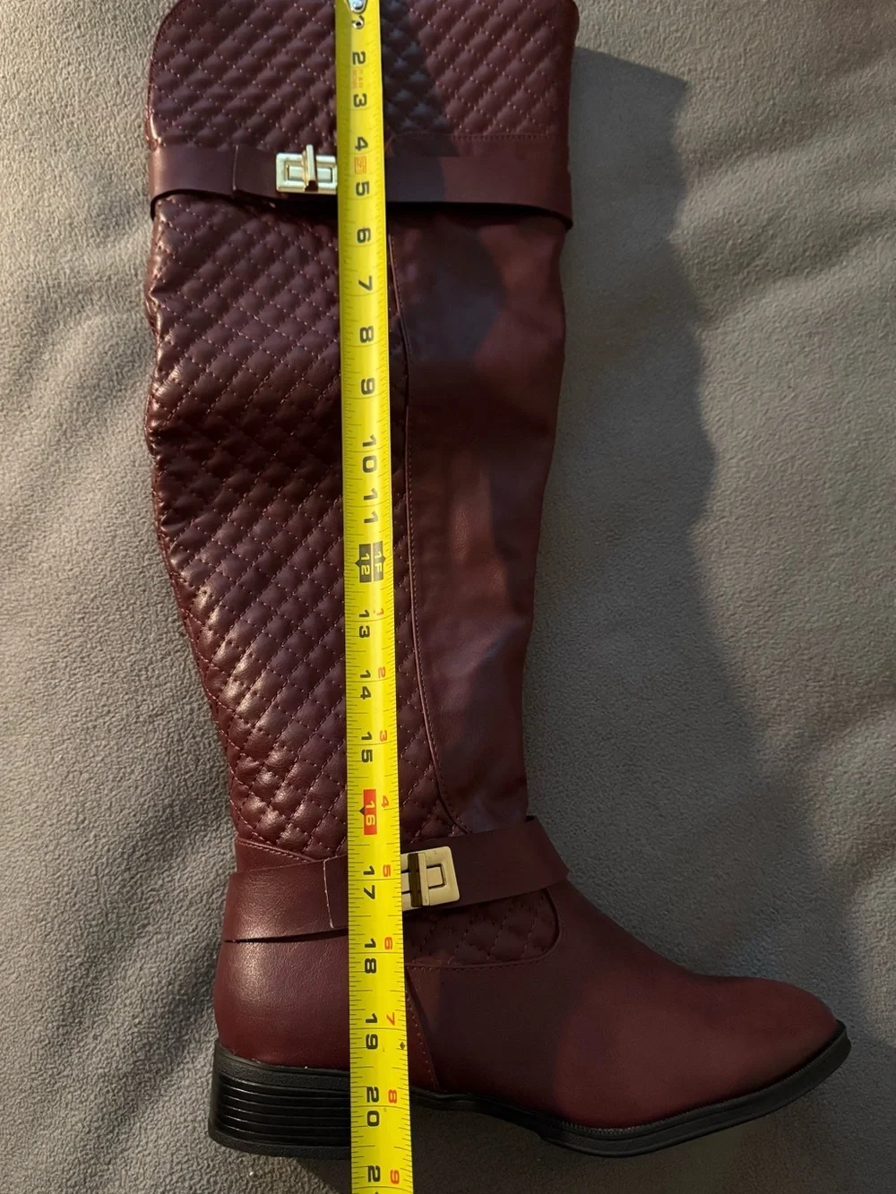 Shoe Dazzle Quilted Over-the-Knee Boots - Burgundy